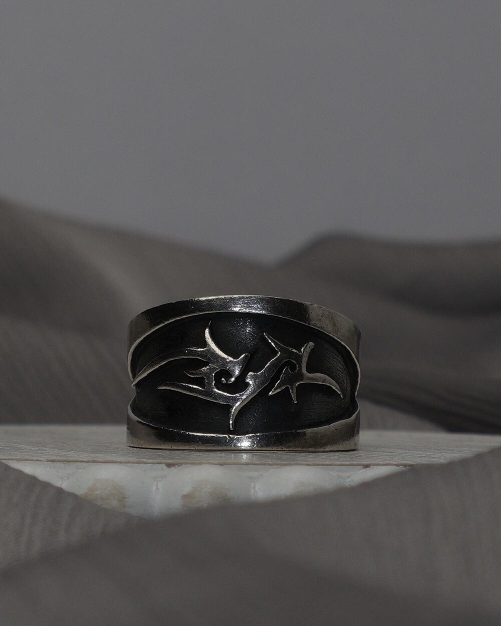 Tribal Pattern Sterling Silver Men’s Ring 11.6G / Sz 11